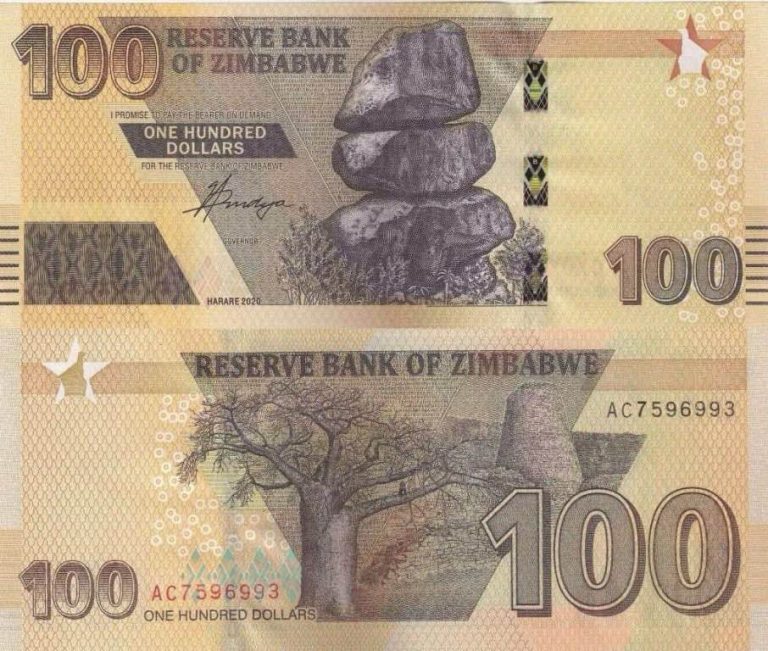 Zimbabwe 100 Dollars UNC Banknote