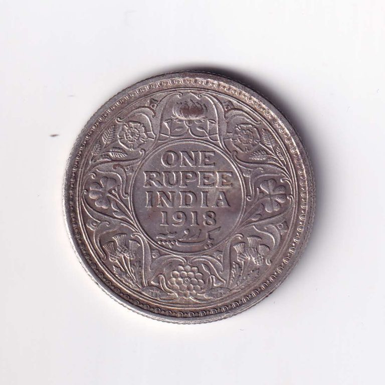 British India George V 1 Rupee 1918 Silver Coin - Image 2