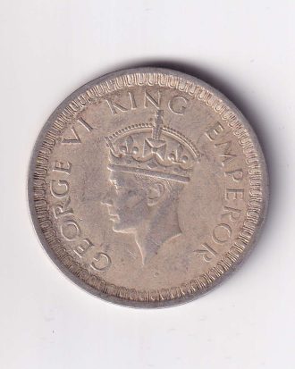 British India George VI 1 Rupee 1942 Silver Coin