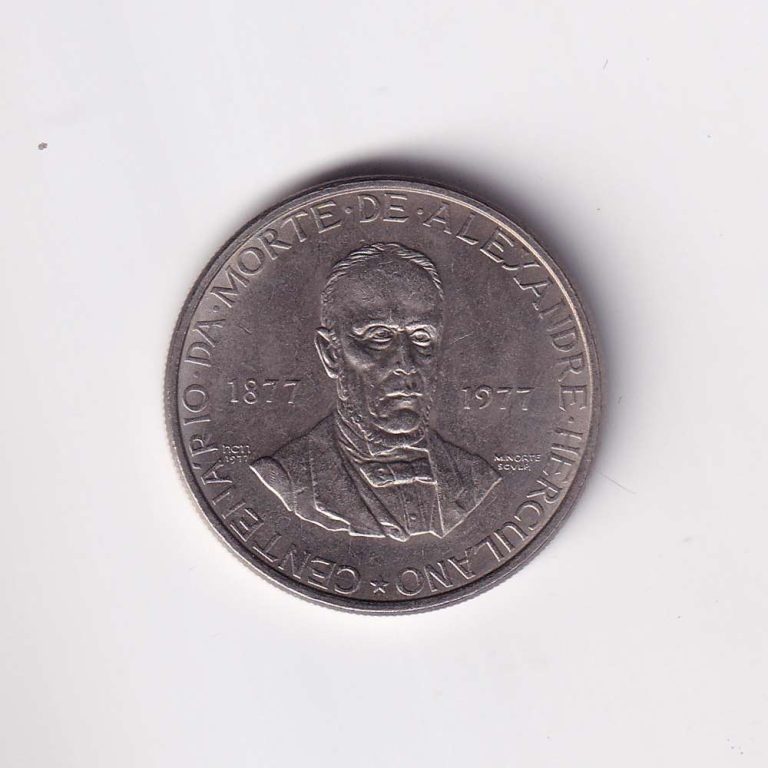 Portugal 5 Escudos (100th Death anni. writer Alexandre Herculano) Commemorative Coin