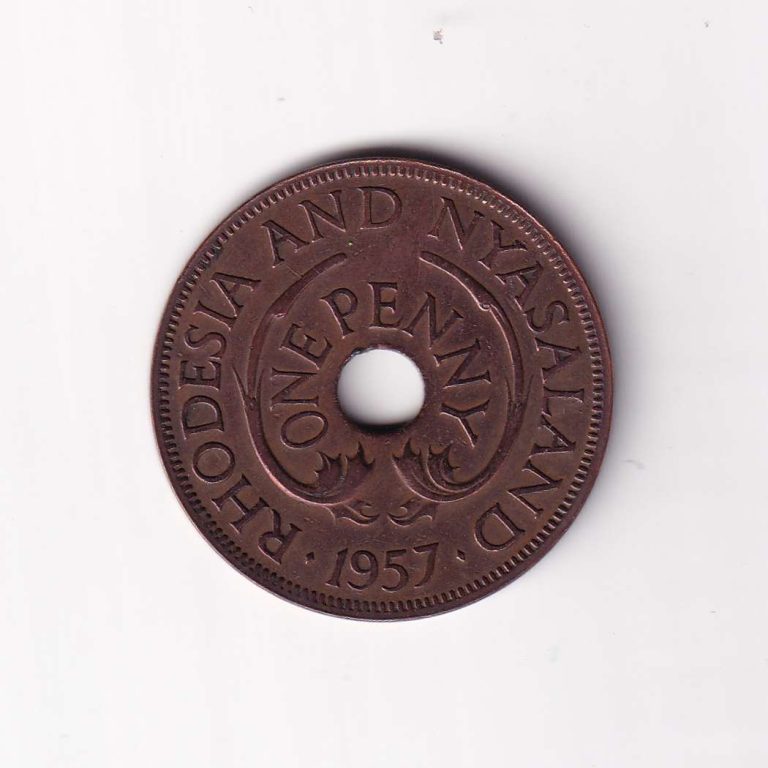Rhodesia and Nyasaland 1 Penny 1957 Hole Coin - Image 2
