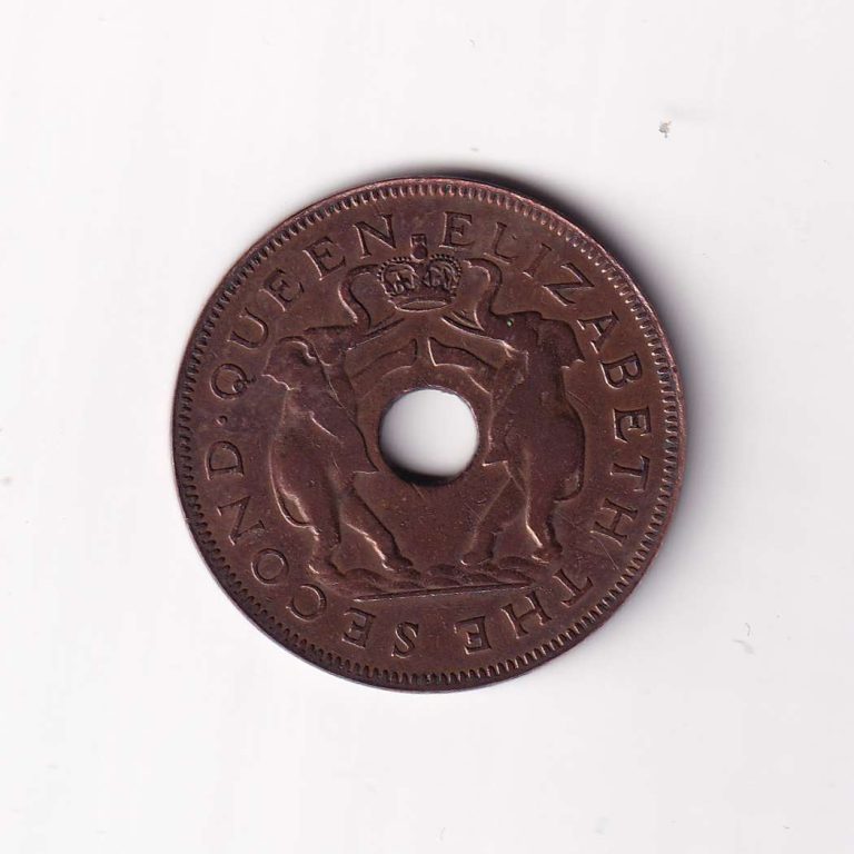 Rhodesia and Nyasaland 1 Penny 1957 Hole Coin